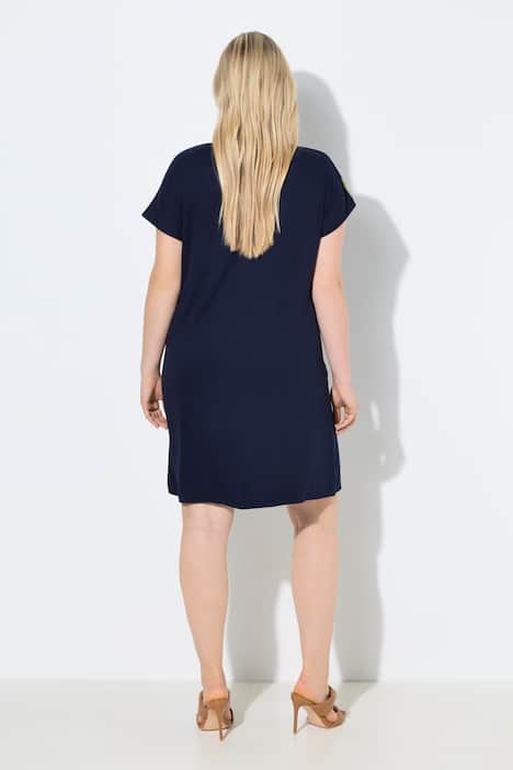 Tropical Leaf Print Chiffon Panel Dress