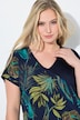 Tropical Leaf Print Chiffon Panel Dress