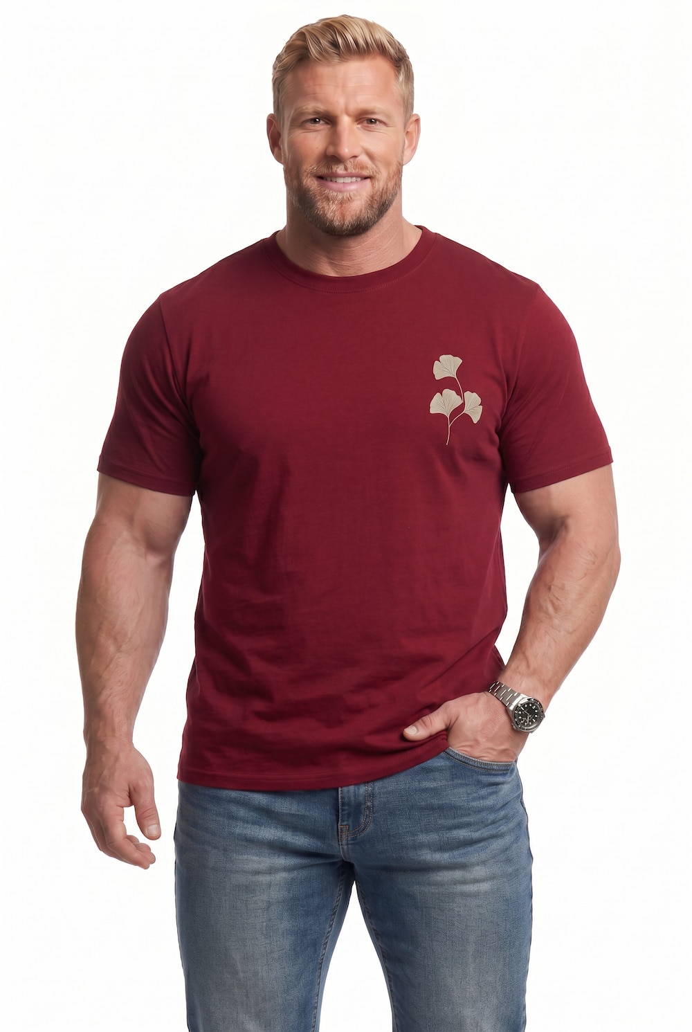 T-Shirt, Rundhals, großer Print, bis 8 XL