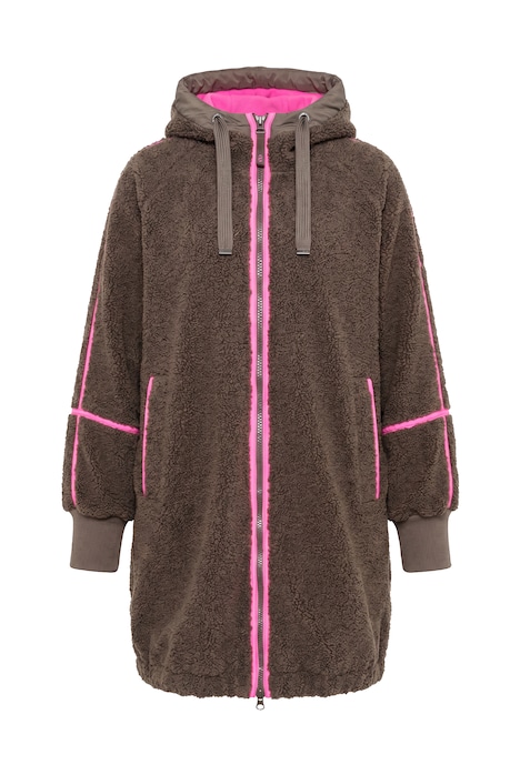 Dlouhá bunda Teddy, oversize, kapuce