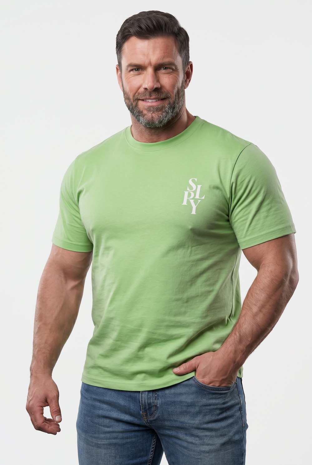 T-Shirt, Rundhals, großer Print, bis 8 XL