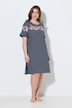 Bigshirt, bloemenstrepen, ronde hals, korte mouwen met volant