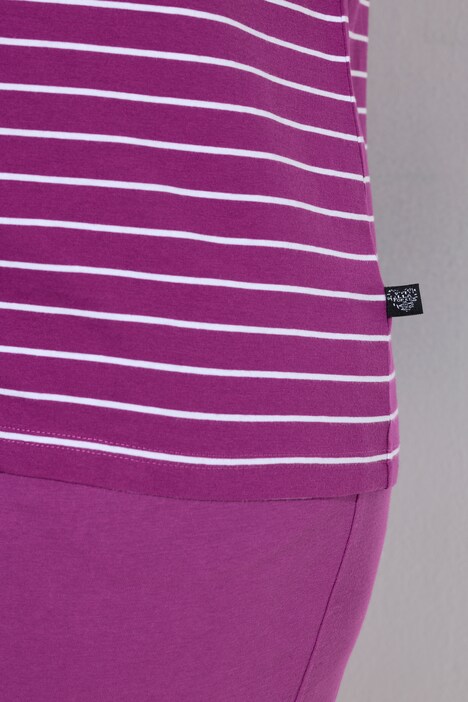 Pyjama, Blütenstreifen, Rundhals, Volant-Halbarm