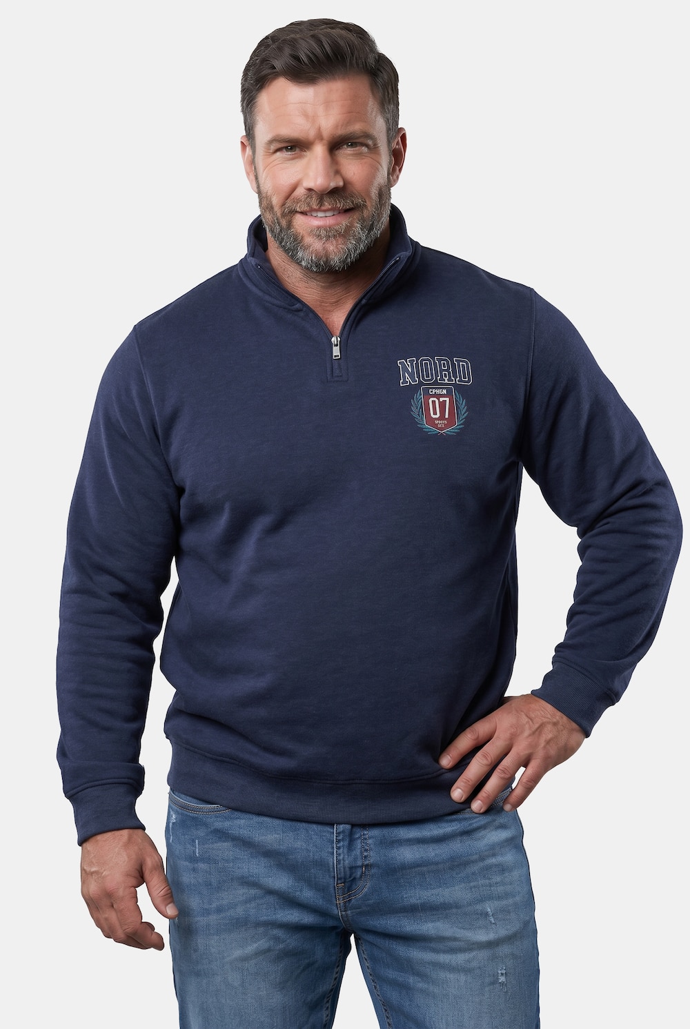 Sweatshirt, troyerkrage, trykk, opptil størrelse 8XL