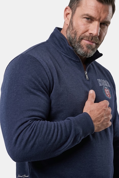 Sweatshirt, Troyerkragen, Print, bis 8 XL