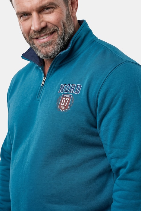 Sweatshirt, Troyerkragen, Print, bis 8 XL