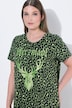 T-shirt, luipaardpatroon, hert, ronde hals, korte mouw