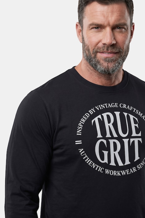 Langarmshirt, Rundhals, Rücken Print, bis 8 XL