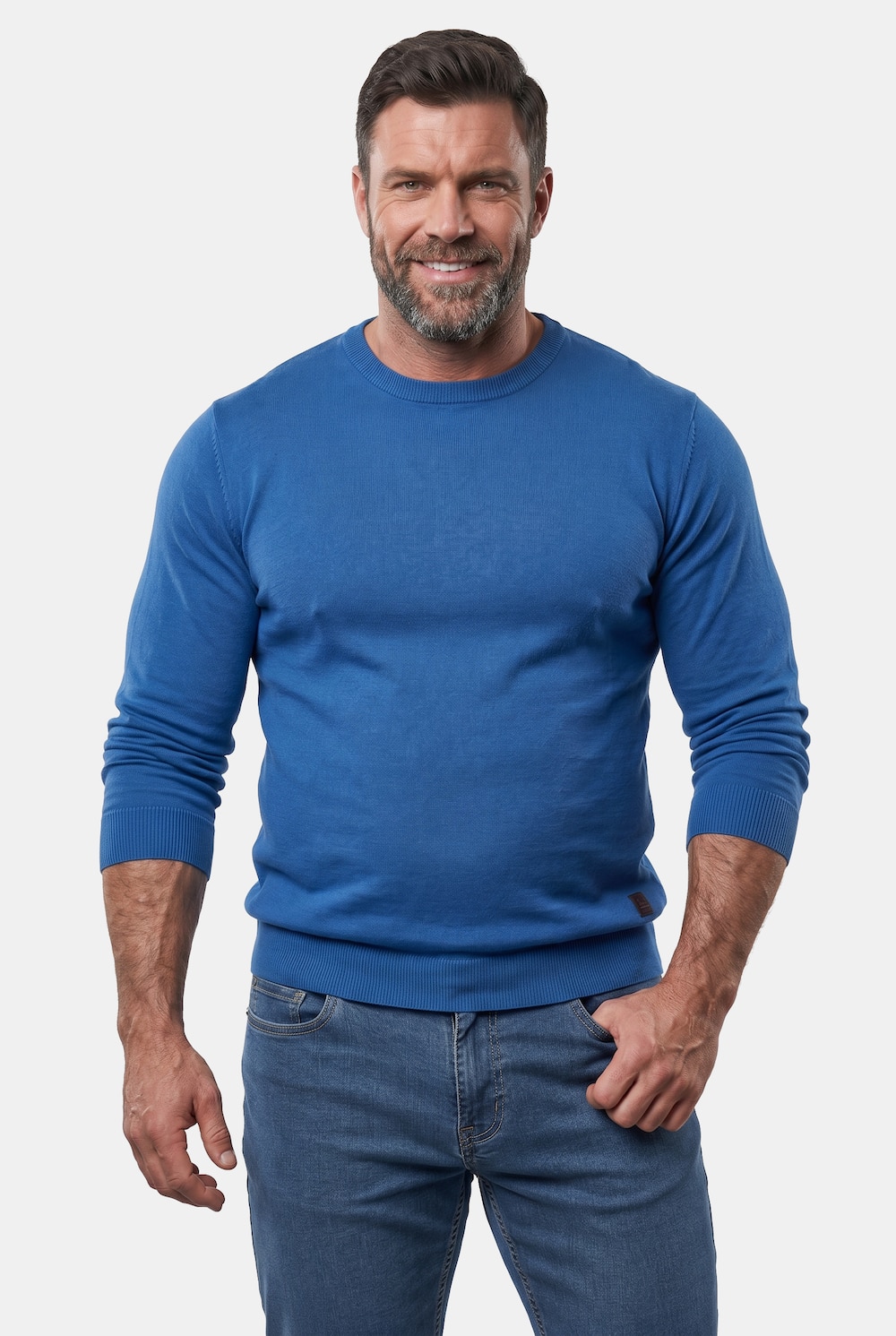 Trui, fijn breisel, ronde hals, tot 8XL