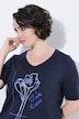 T-shirt, kwiaty, klasyczny krój, dekolt w serek, krótki rękaw