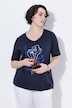 T-shirt, kwiaty, klasyczny krój, dekolt w serek, krótki rękaw