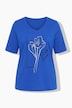 T-shirt, kwiaty, klasyczny krój, dekolt w serek, krótki rękaw