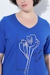 T-shirt, kwiaty, klasyczny krój, dekolt w serek, krótki rękaw