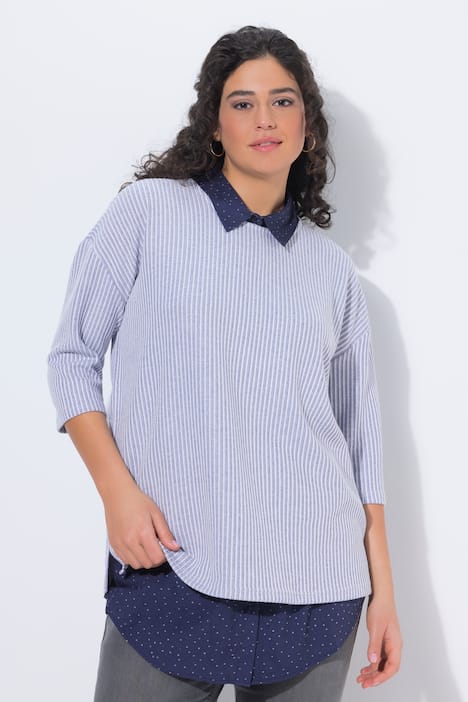 Colletto da camicia a pallini con abbottonatura da indossare sotto diversi top