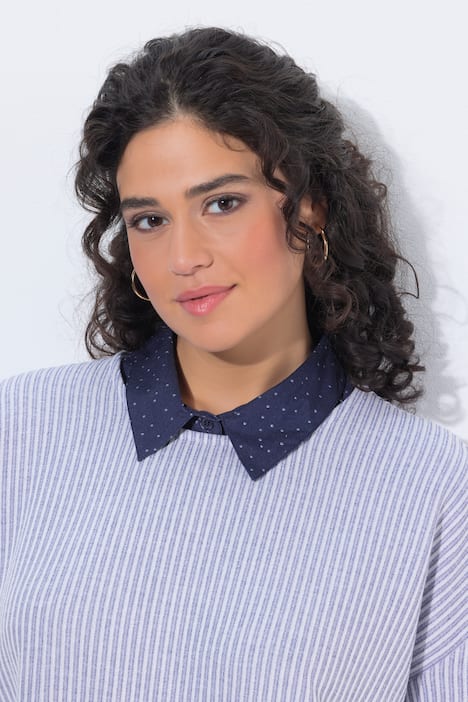 Colletto da camicia a pallini con abbottonatura da indossare sotto diversi top