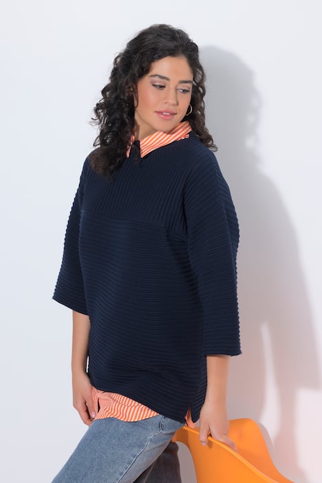 Blusenkragen, Streifen, Knopfleiste, zum Unterziehen