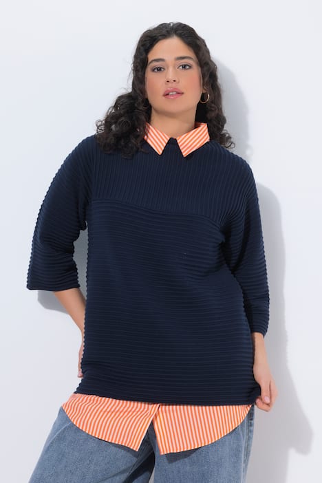 Blusen-Verlängerung, Streifen, A-Linie, Knöpfe