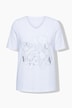 T-Shirt, Blüten-Applikation, V-Ausschnitt, Halbarm