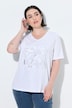 T-Shirt, Blüten-Applikation, V-Ausschnitt, Halbarm