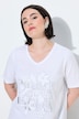 T-Shirt, Blüten-Applikation, V-Ausschnitt, Halbarm