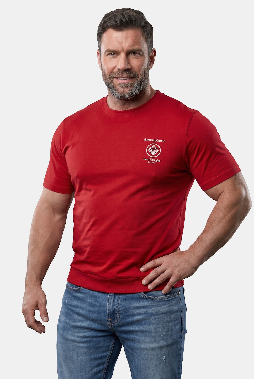 T-shirt, Buik-Fit, korte mouwen, print op de voorkant, ronde hals, tot 8XL