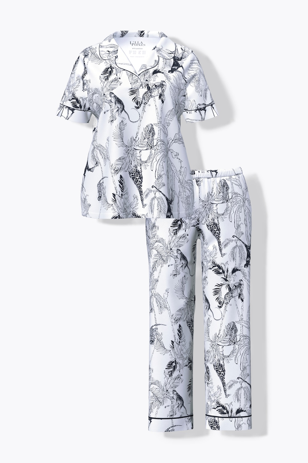 Stora storlekar Pyjamas, Dam, vit, storlek: 42/44, Syntetfibrer/Bomull, Ulla Popken