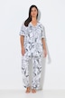 Pyjama, safari, kraag, V-hals, korte mouw