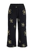 Kalhoty Culottes, široký rovný střih, mušelín, stříbrné květy