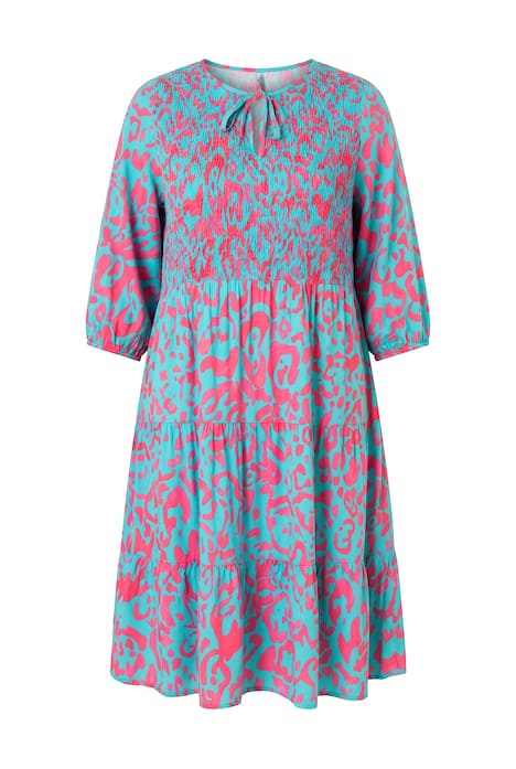 Šaty, áčkový střih, midi délka, syntetické hedvábí, celoplošný potisk