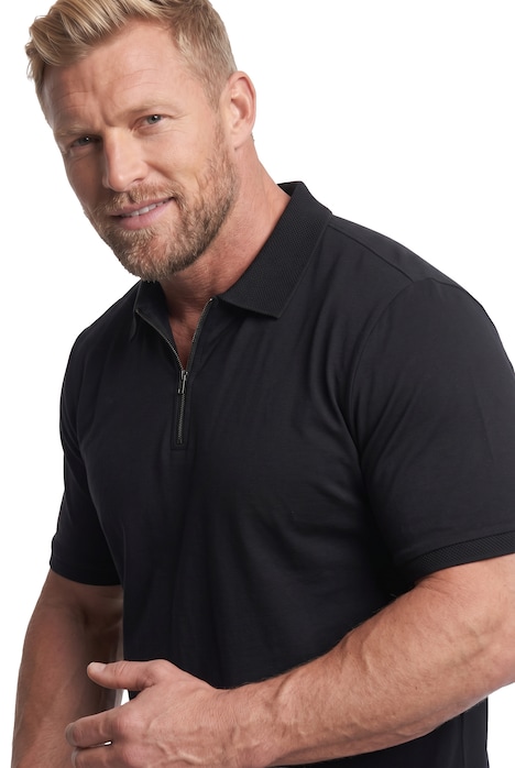 Polo, coupe ajustée, manches courtes, fermeture zippée, jusqu'à la taille 8 XL