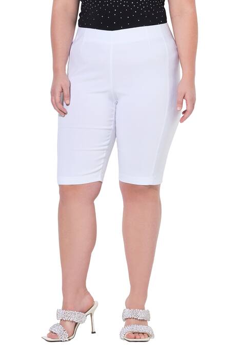 Bengalínové šortky, elastický přiléhavý střih, metalický potisk