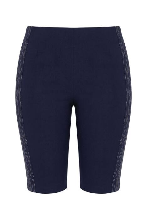 Bengalínové šortky, elastický přiléhavý střih, metalický potisk