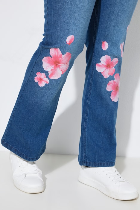 Bootcut-Jeans Lea, Stretchdenim, Blüten, 5-Pocket