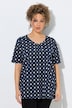 T-shirt, decoratieve plooien, A-lijn, V-hals, korte mouw