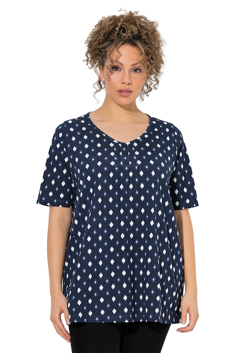 T-Shirt, Biesen, A-Linie, V-Ausschnitt, Halbarm