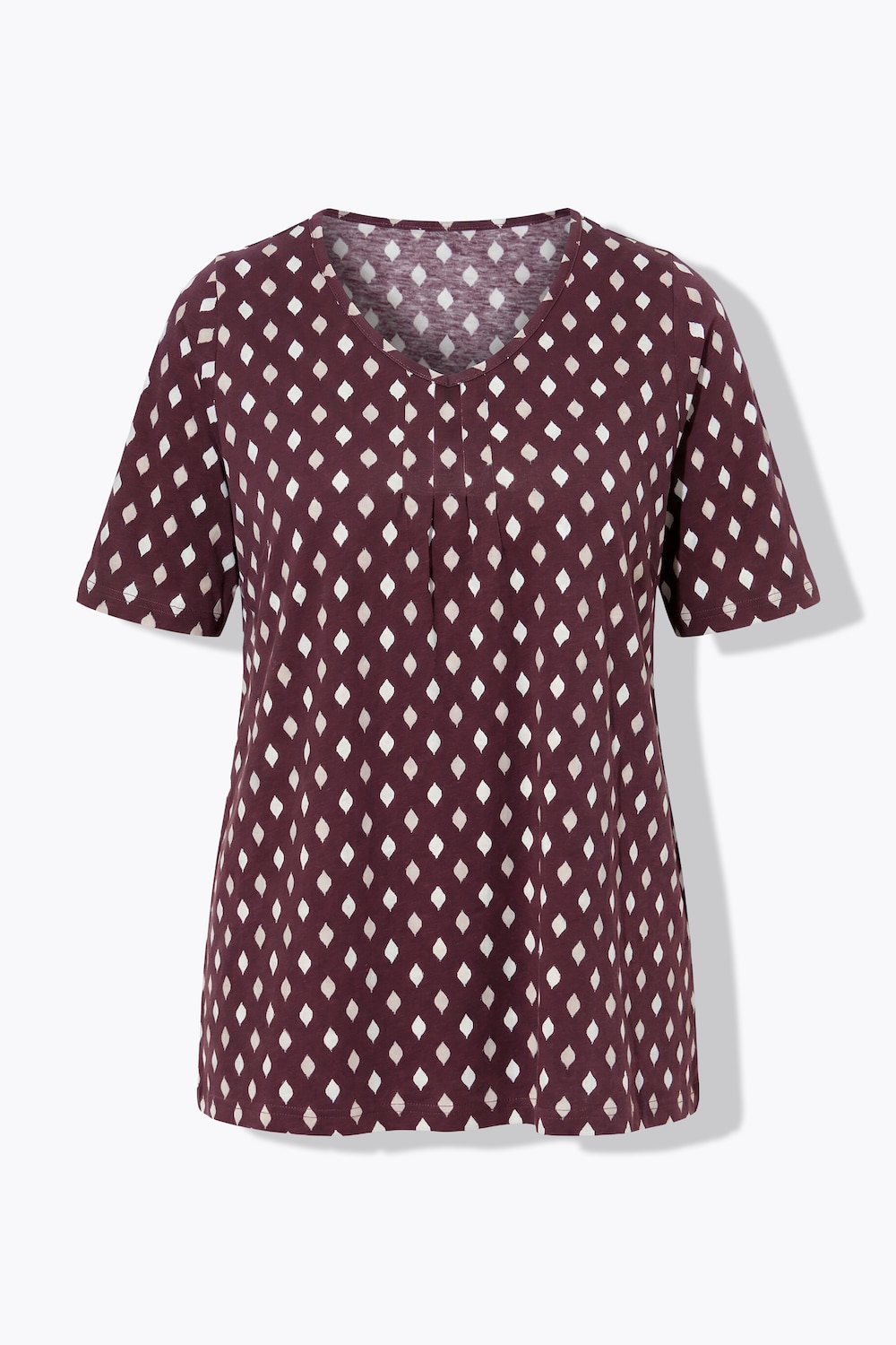 Stora storlekar T-shirt i A-linjemodell med dekorveck, Dam, lila, storlek: 58/60, Bomull, Ulla Popken