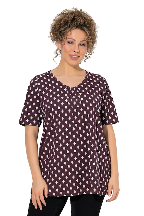 T-Shirt, Biesen, A-Linie, V-Ausschnitt, Halbarm
