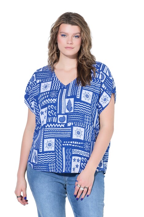 Halenka, volný střih, s dlaždicovým potiskem