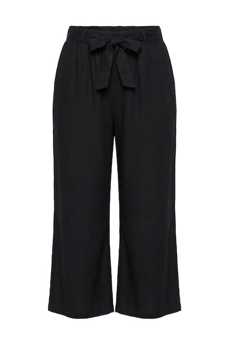 Kalhoty Culotte, široké, rovné nohavice, pásek na zavázání