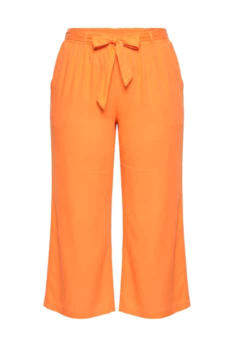 Kalhoty Culotte, široké, rovné nohavice, pásek na zavázání