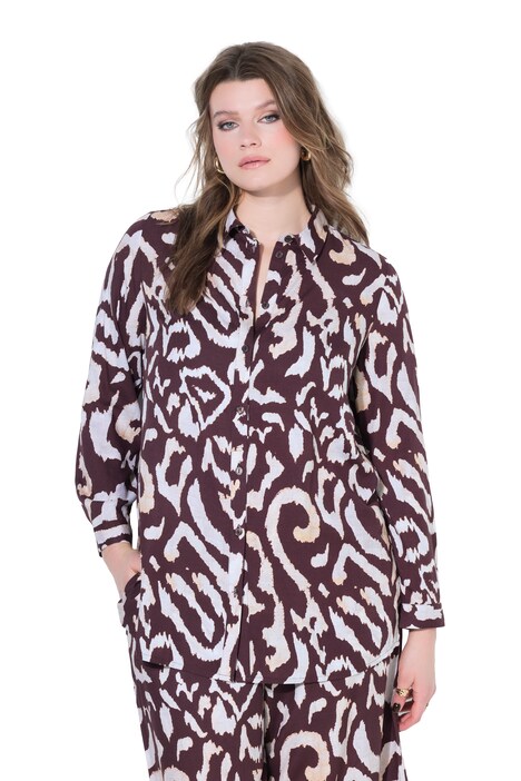 Košilová halenka, rovný střih, celoplošný potisk