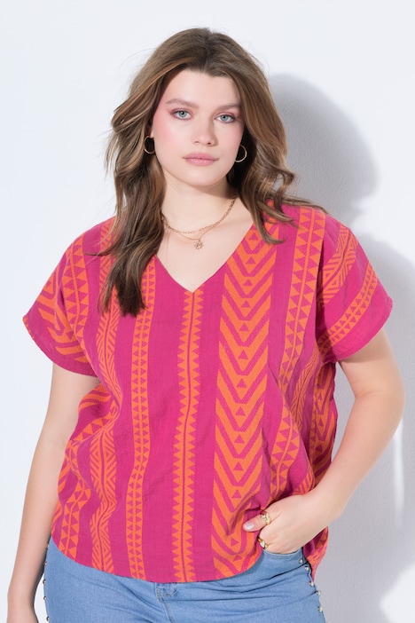 Blouse oversize, motif jacquard