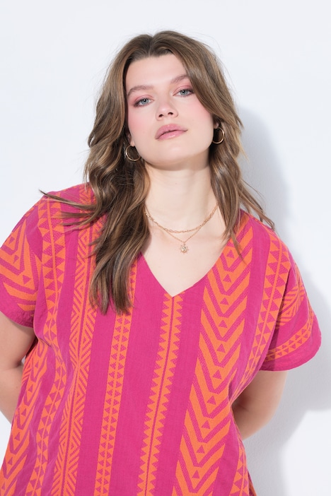 Blouse oversize, motif jacquard