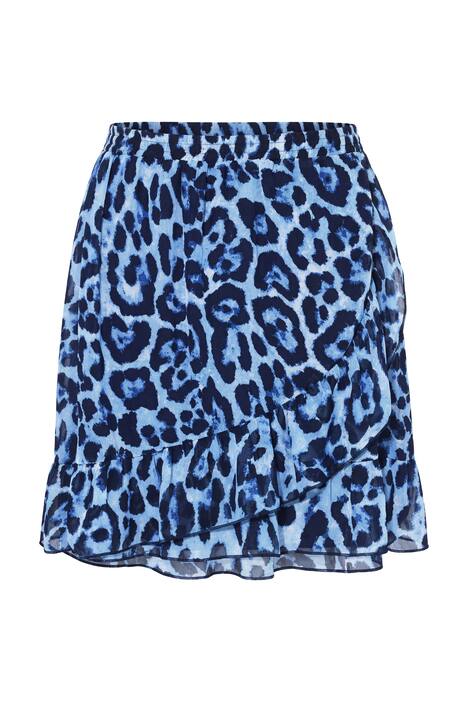 Minisukně, áčkový střih, leopardí potisk, záhyby, elastický pas