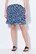 Minifalda, corte evasé, estampado de leopardo, volantes, cintura elástica