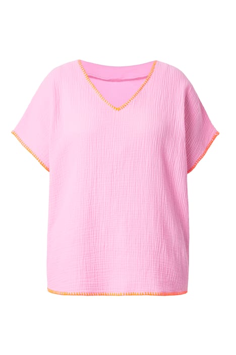 Mušelínová halenka, potisk, barevné lemy