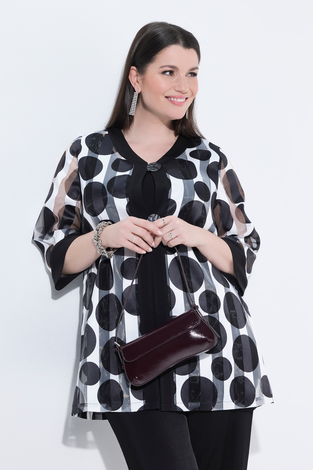 Jacke, Ausbrenner, A-Linie, Rundhals, 3/4-Arm