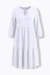 Musselinkleid, A-Linie, Querrüschen, 3/4-Ballonärmel