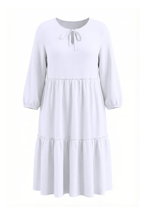 Mušelínové šaty, áčkový střih, příčné volánky, 3/4 balónové rukávy