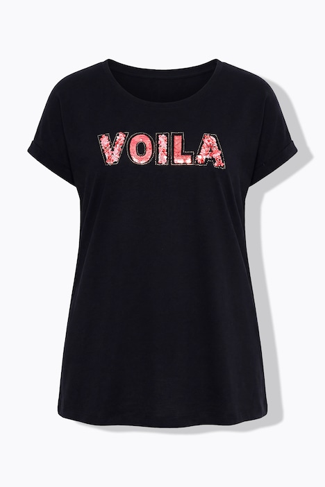 Textured Voila Lettering Cap Sleeve Tee